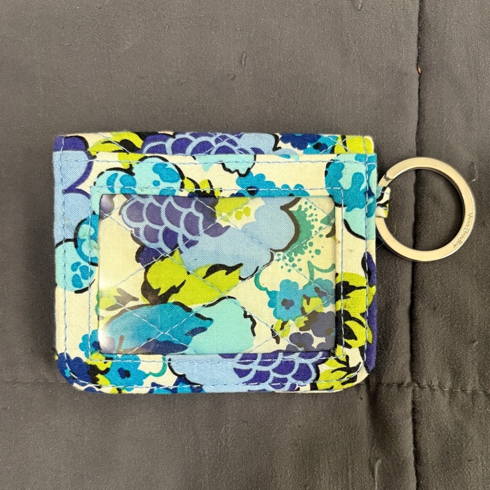 Vera Bradley Quilted Cardholder Keyring - Blue, Turquoise, Lime